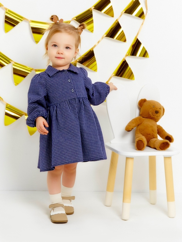 Платье Крошка Я Платье Крошка Я "Клетка", рост 80-86, синий