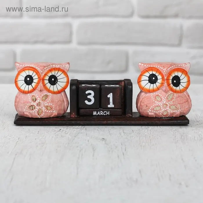 Деревянный календарь "Совы" МИКС 20х5х7 см