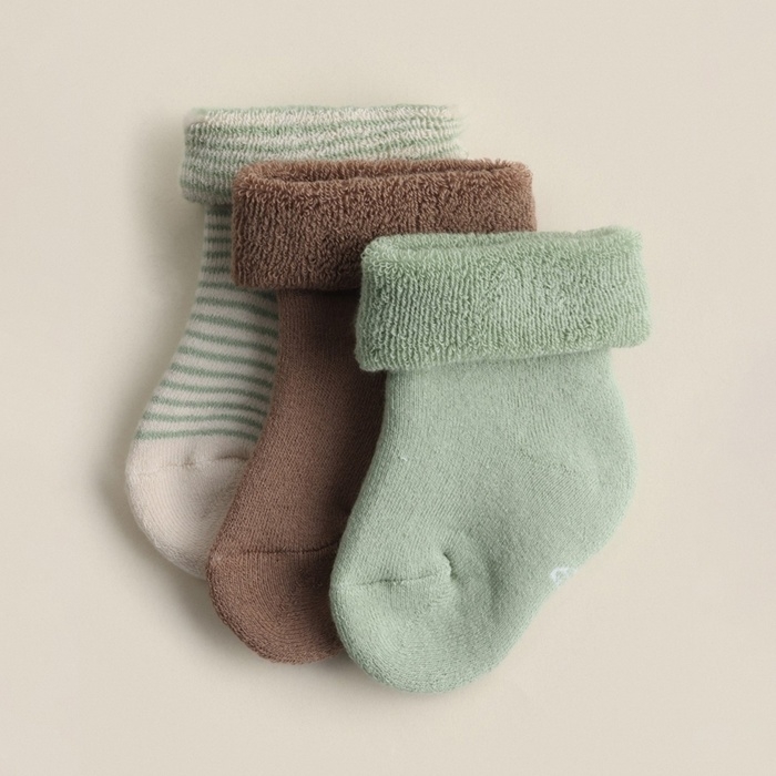 Носки детские махровые 3 пары SL HOME, 6-8 см, молочн/беж