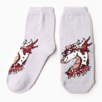 Носки женские махровые &laquo;Дракон-леди в цветах&raquo;, цвет серый, размер 36-40