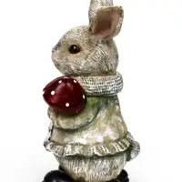 Садовая фигура 26 х 12 х 16 см  "Зайка с грибами"