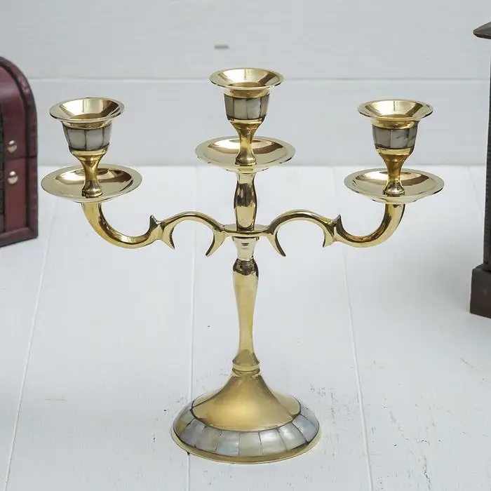 Подсвечник на 3 свечи, 21 см, перламутр