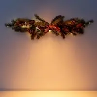 Декор настенный &laquo;Еловая ветвь с шишками&raquo;, 70&times;27 см, 30LED, от батареек CR2032&times;2, свечение тёплое белое