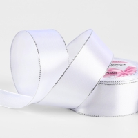 Лента атласная «Серебряные нити», 40 мм × 23 ± 1 м, цвет белый №01 Лента атласная «Серебряные нити», 40 мм × 23 ± 1 м, цвет белый №01