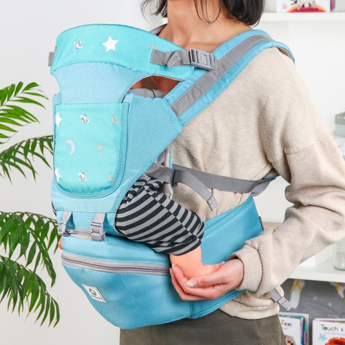Рюкзак-кенгуру, хипсит для малыша &laquo;Звезды&raquo;, от 3 до 20 кг., цвет бирюзовый
