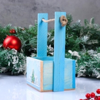 Кашпо деревянное, 15×12×8.5(25) см "Пауль и Любовь. Новогоднее, Снежинки, ёлочки", с принтом Кашпо деревянное, 15×12×8.5(25) см "Пауль и Любовь. Новогоднее, Снежинки, ёлочки", с принтом