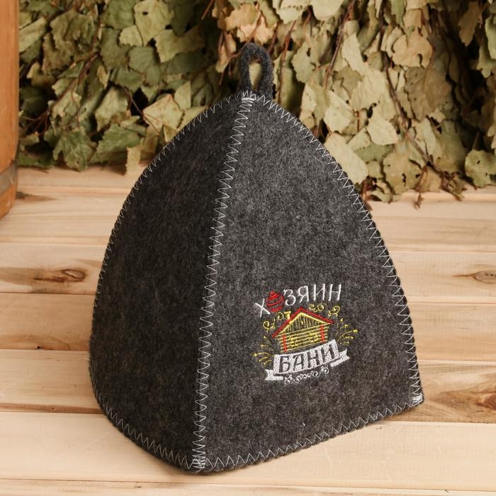 Набор банный: шапка и коврик  "Хозяин бани" в пакете