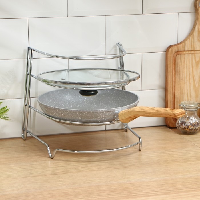 Подставка для хранения сковород Доляна, 24&times;27&times;26 см, цвет хром