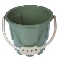 Песочный набор: ведро 1,2 л, лопатка, грабли, 4 формочки, лейка 0,2 л, бледно-зелёный