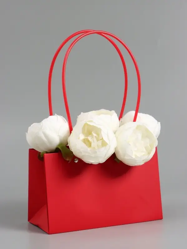 Сумка для цветов влагостойкая, красная, 22x10.5x13.5 см