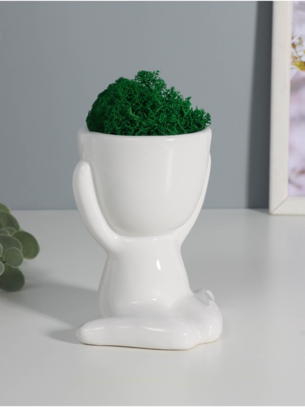 Кашпо керамика "Мистер Грин" любитель тишины 11,5*10*9 см белый