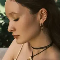 Серьги "Каффы" набор 3 шт., мятый, цвет золото