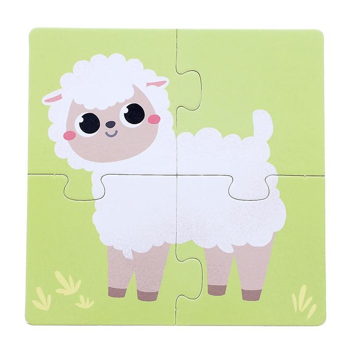 Пазлы 4 в 1 &laquo;Собери зверюшку: Кто живёт на ферме?&raquo;, 4 пазла, 16 деталей