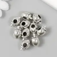 Бусина для творчества металл "Клубника" серебро 0,9х1,6 см