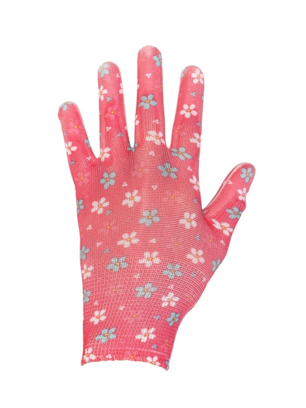 Перчатки нейлоновые, с ПВХ точками, размер 8, МИКС, &laquo;Цветы&raquo;, Greengo