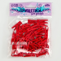 Набор прищепок для декора 50 шт., красные &mdash; 2,5 см