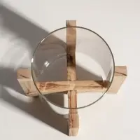 Подсвечник стекло, дерево "Рустик" d=9 см 16х16х21 см