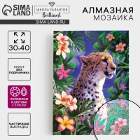 Алмазная мозаика с частичным заполнением и форменными стразами на холсте &laquo;Загадочный гепард&raquo;, 30 х 40 см