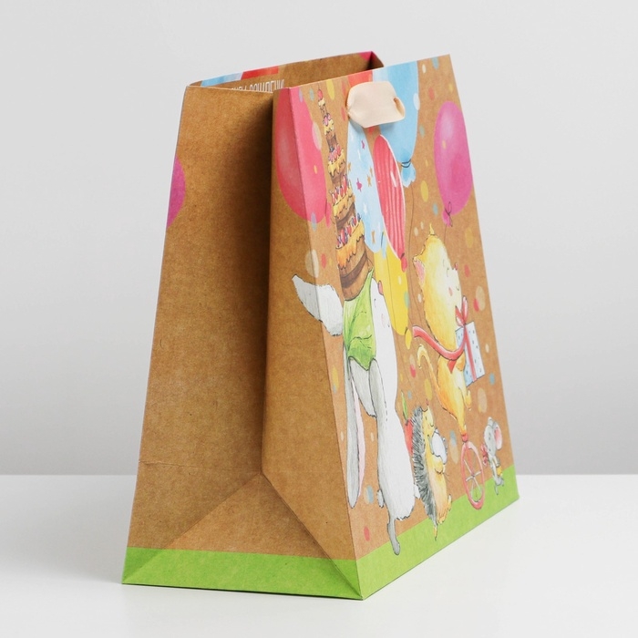 Пакет подарочный крафтовый горизонтальный, упаковка, &laquo;Малыши&raquo;, ML 23 х 27 х 11.5 см