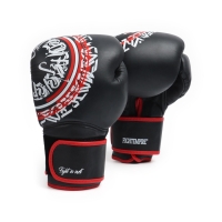 Боксерские перчатки FIGHT EMPIRE, ART, натуральная кожа, чёрные, размер 12 oz