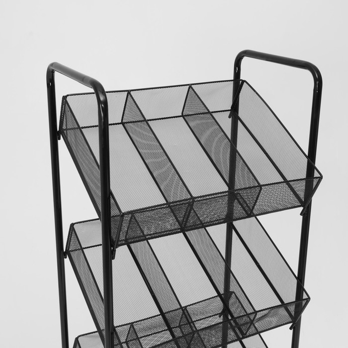 Стеллаж-накопитель разборный 4 этажа, 12 корзин, на колесах, 55&times;29&times;156 см, цвет чёрный