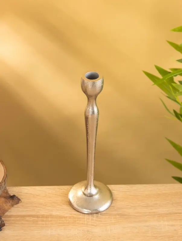 Подсвечник "Лёд" алюминий 28 см, цв. серебро