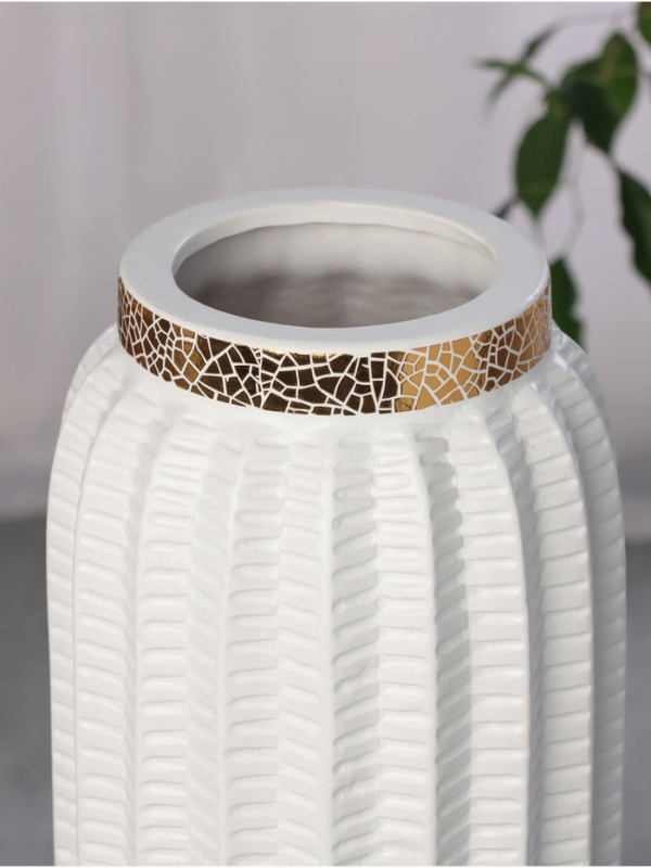 Ваза керамика напольная "Хейден" 59х14 см, белый
