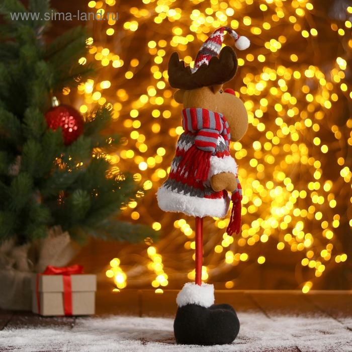 Мягкая игрушка Мягкая игрушка "Олень в полосатом шарфике-длинные ножки" стоит, 11х36 см