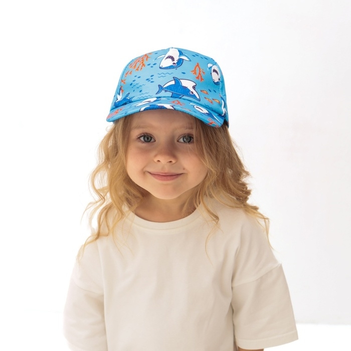 Кепка детская MINAKU Кепка детская MINAKU "Акулы" цвет голубой, р-р 52