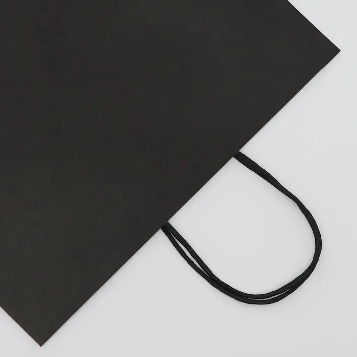 Пакет крафт черный, круглая ручка, 32 х 11 х 26 см, 120 г