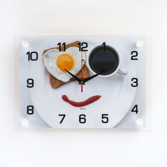 Часы настенные: Кухня, "Завтрак", бесшумные, 25 х 35 см