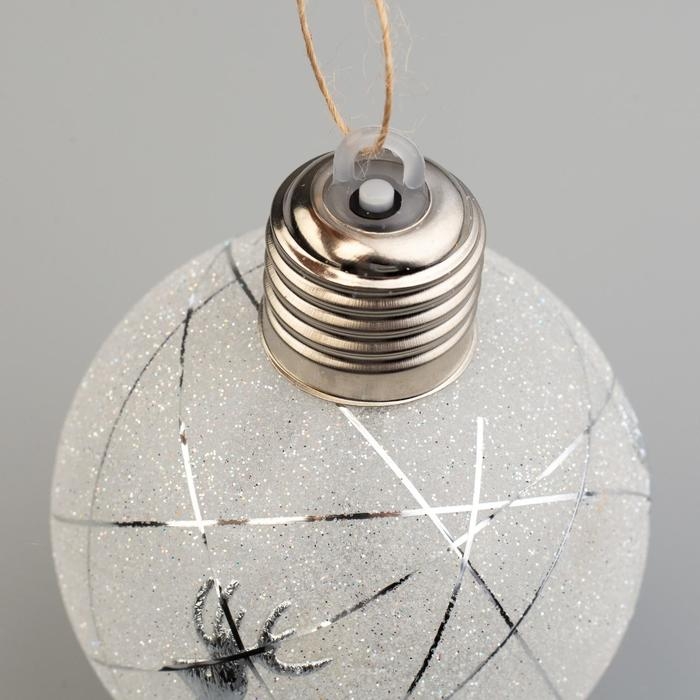 Набор ёлочных шаров &laquo;Серебристые нити&raquo; 2 шт., батарейки, 1 LED, свечение белое