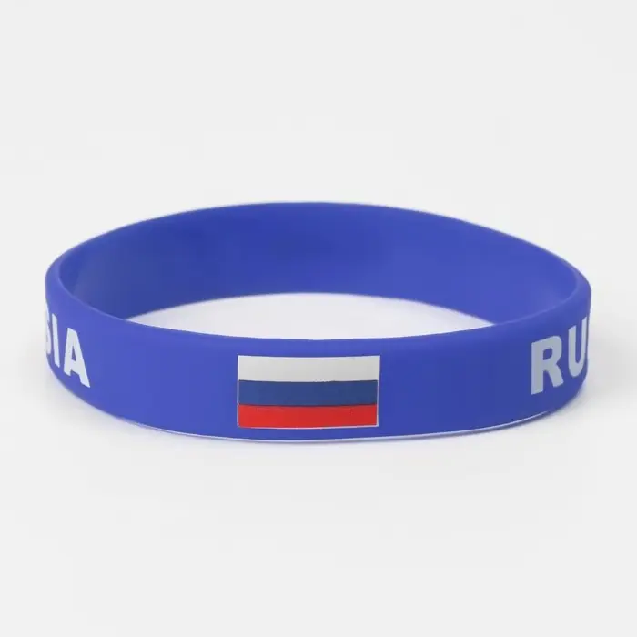 Силиконовый браслет &laquo;РОССИЯ&raquo;, цвет синий