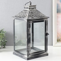 Подсвечник металл фонарь "Кружевные узоры" набор 2 шт 14х14х27 см, 20х20х40 см