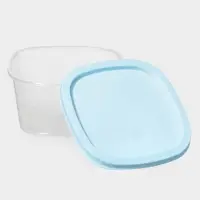 Контейнер пищевой, 900 мл, 14.9&times;14.9&times;7.4 см, квадрат, прозрачный, крышка голубая