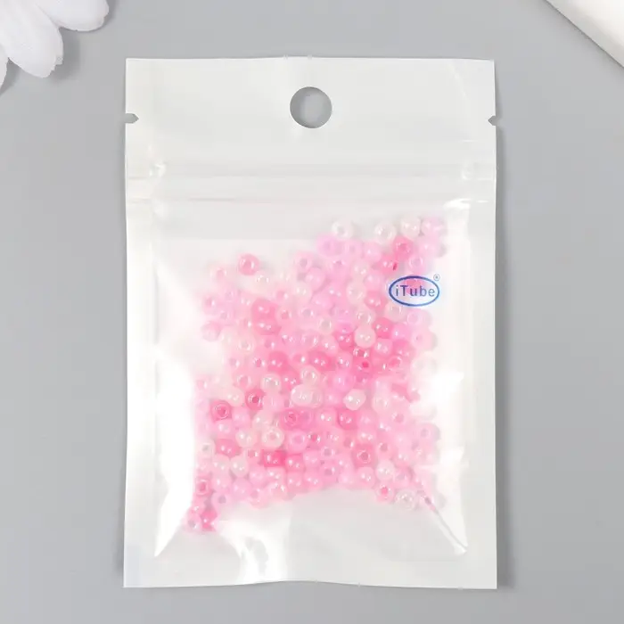 Бисер стекло 6/0 "Розовый меланж" 10 гр