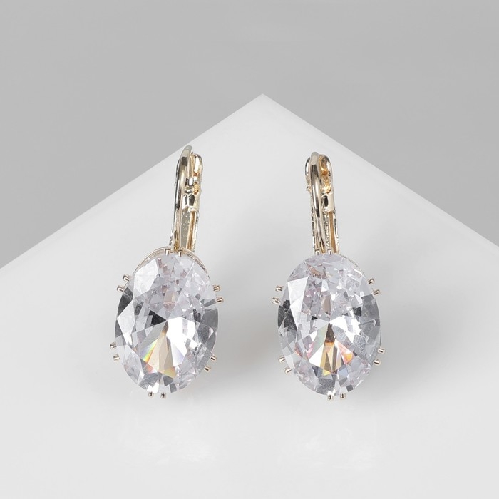 Серьги со стразами &laquo;Блик&raquo; овал, цвет МИКС