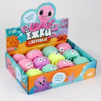 Мяч детский резиновый ёжка световой &laquo;Осьминог&raquo;, цвета МИКС , в шоубоксе