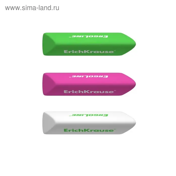 Ластик ErichKrause ErgoLine Prism, мягкий, гипоаллергенный, МИКС