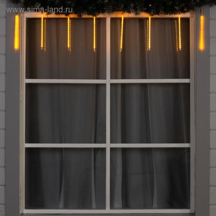 Гирлянда &laquo;Сосульки&raquo; 2.5 &times; 0.3 м, IP65, прозрачная нить, 192 LED, свечение жёлтое с эффектом стекания, 12 В