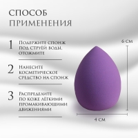 Спонж для макияжа в футляре &laquo;Капля&raquo;, 6 &times; 4 см, увеличивается при намокании, цвет МИКС