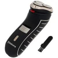 Электробритва Sakura SA-5414BK, АКБ, сеточная, 3 плавающие головки, триммер, чёрная