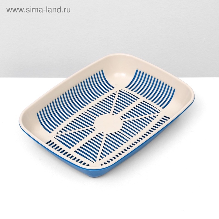 Туалет округлый с сеткой 33,5 х 25 х 6 см, бежевый/синий