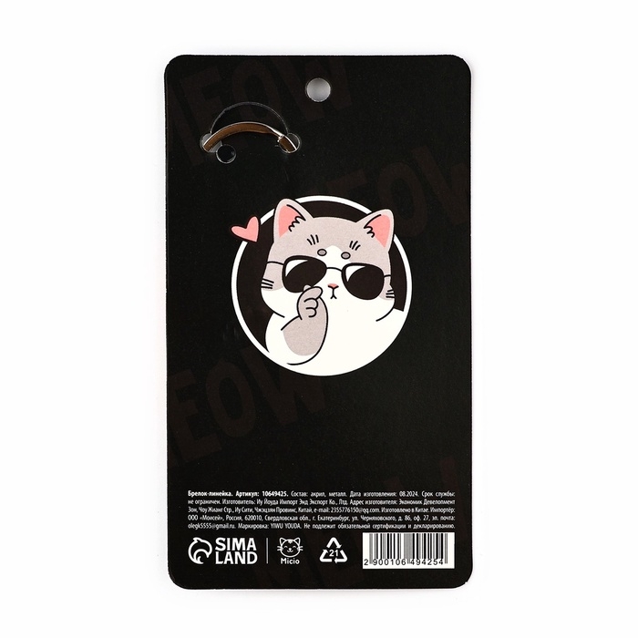 Брелок линейка для ключей &laquo;Будь всегда уверен&raquo;, 2.2 х 10 см