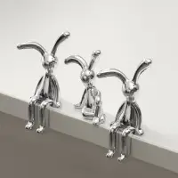 Сувенир пластик "Длинноухие зайцы" серебро набор 3 шт 3х8,7х4,4 см 2,5х5,5х5,7 см