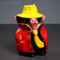 Копилка "Поросенок детектив" 27х18х16см гипс