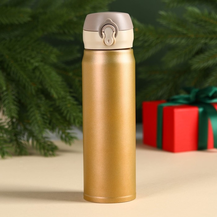 Подарочный набор новогодний &laquo;Все мечты сбудутся&raquo;:Чай новогодний чёрный 50 г., крем-мед с клубникой 120 г., носки 36 - 39 размер, термос 500 мл.