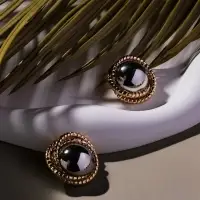 Серьги металл "Тренд" шар, цвет золото с серебром