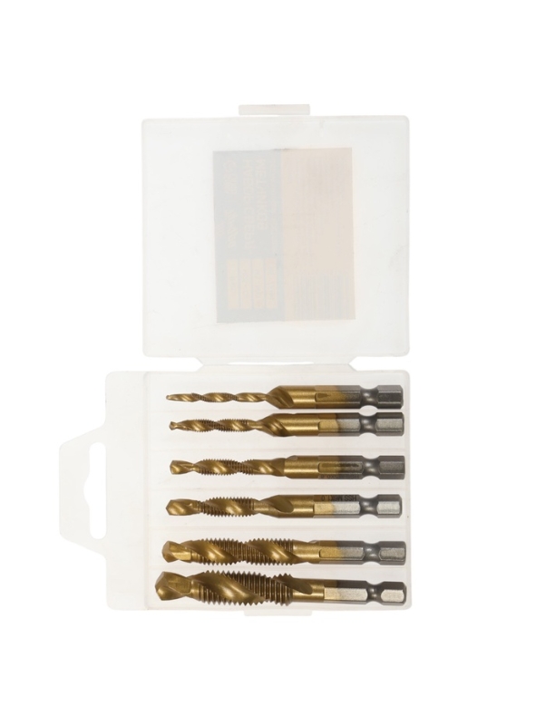 Набор сверл-метчиков ТУНДРА, HSS - Co, шестигранный хвостовик, М3 - М10, 65 - 72 мм, 6 шт.   1065481