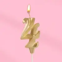 Свеча в торт &laquo;Театральная&raquo;, цифра 4, золотой металлик